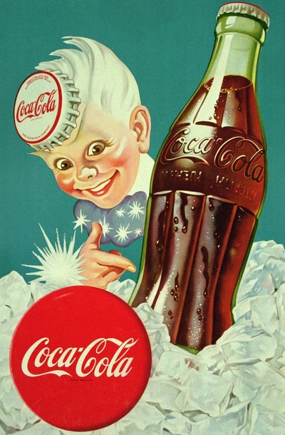 Cartel antiguo de Coca Cola